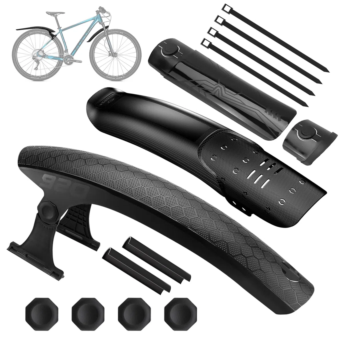 auvstar Garde Boue VTT,Garde Boue Velo Route Avant et Arrière,Ensemble de Garde Boue de vélo,Protection Contre Les Eclaboussures et la Saleté,Convient pour Les Roues de 26/27.5/29 Pouces