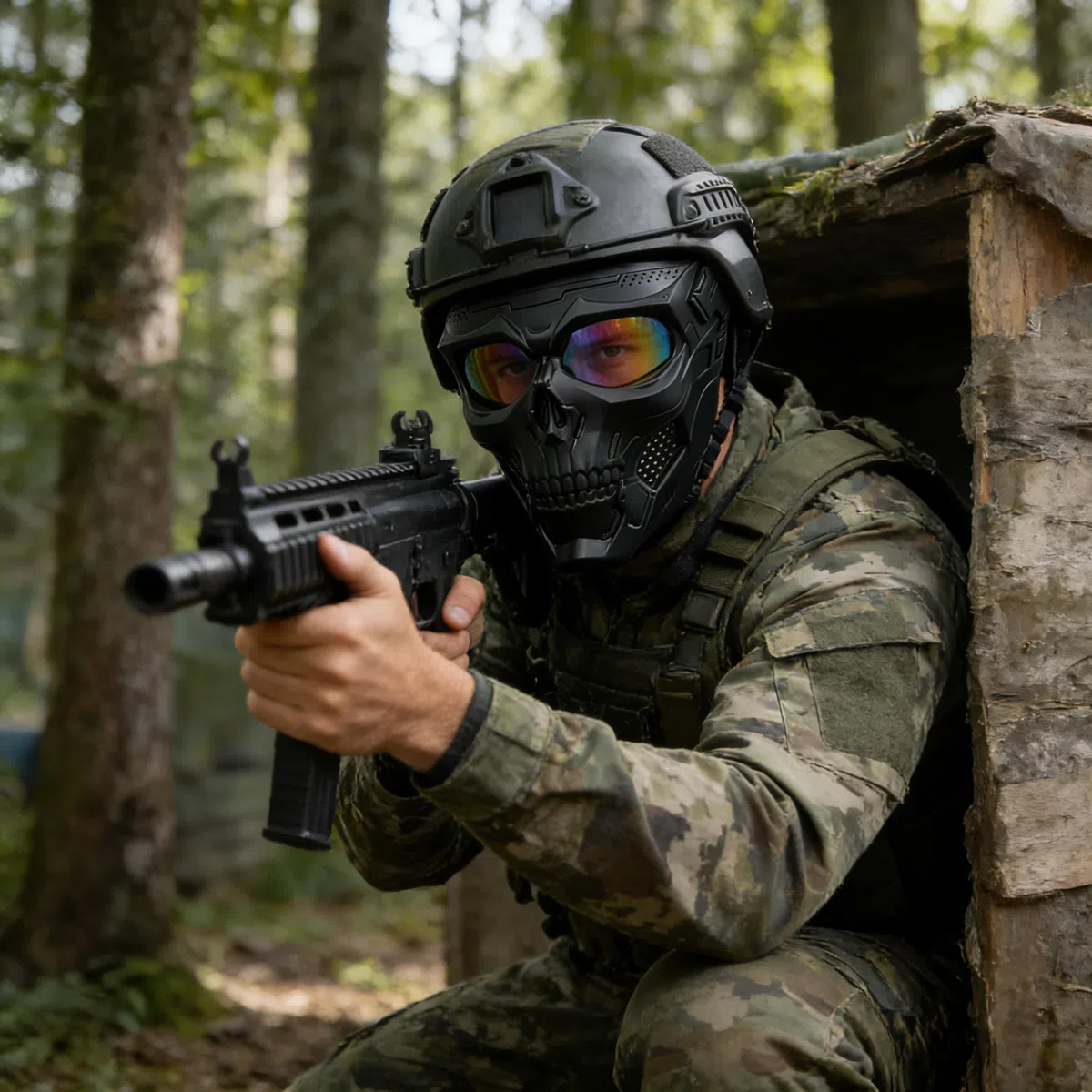 Masque Tactique intégral en Forme de tête de Mort pour Jeux de Survie, tir, Cosplay, Film, Paintball, Halloween