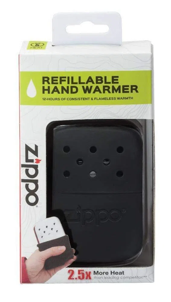 Zippo Chauffe Main - Chaufferette - 12 Heures De Chaleur - Rechargeable avec De L’Essence À Briquet - Réutilisable - Chrome Poli Brillant