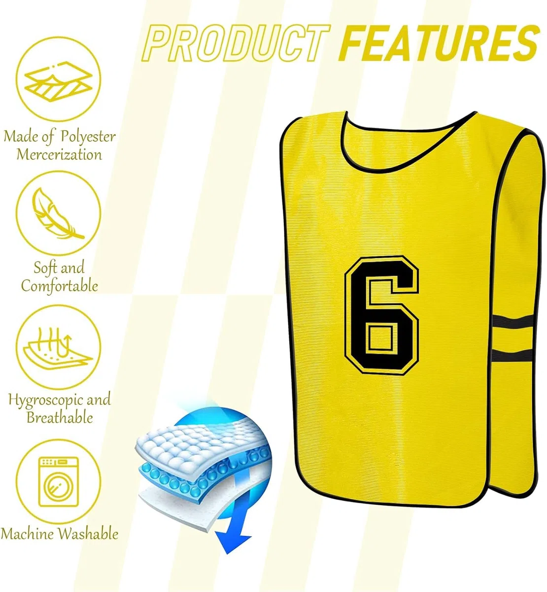 24 Gilets de Chasuble d’Entraînement — Dossards de Football, Maillots d’Entraînement pour Jeunes et Adultes, Chasubles Numérotées pour Basket, Football, Volley, Sports d’Équipe