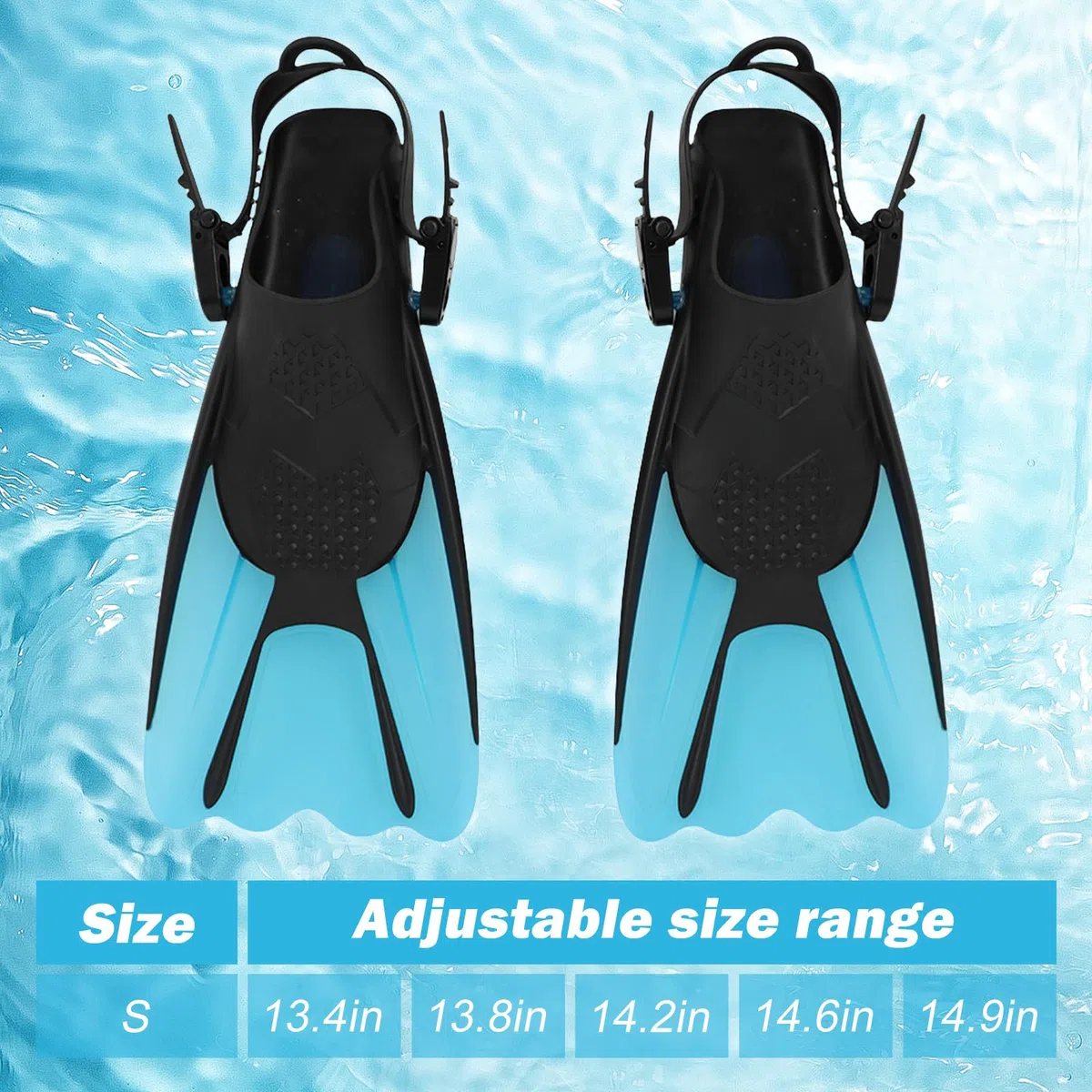 Palmes de plongée, palmes de natation, équipement de plongée pour adultes, palmes réglables, palmes courtes pour la plongée en apnée, la natation (taille 34-38)