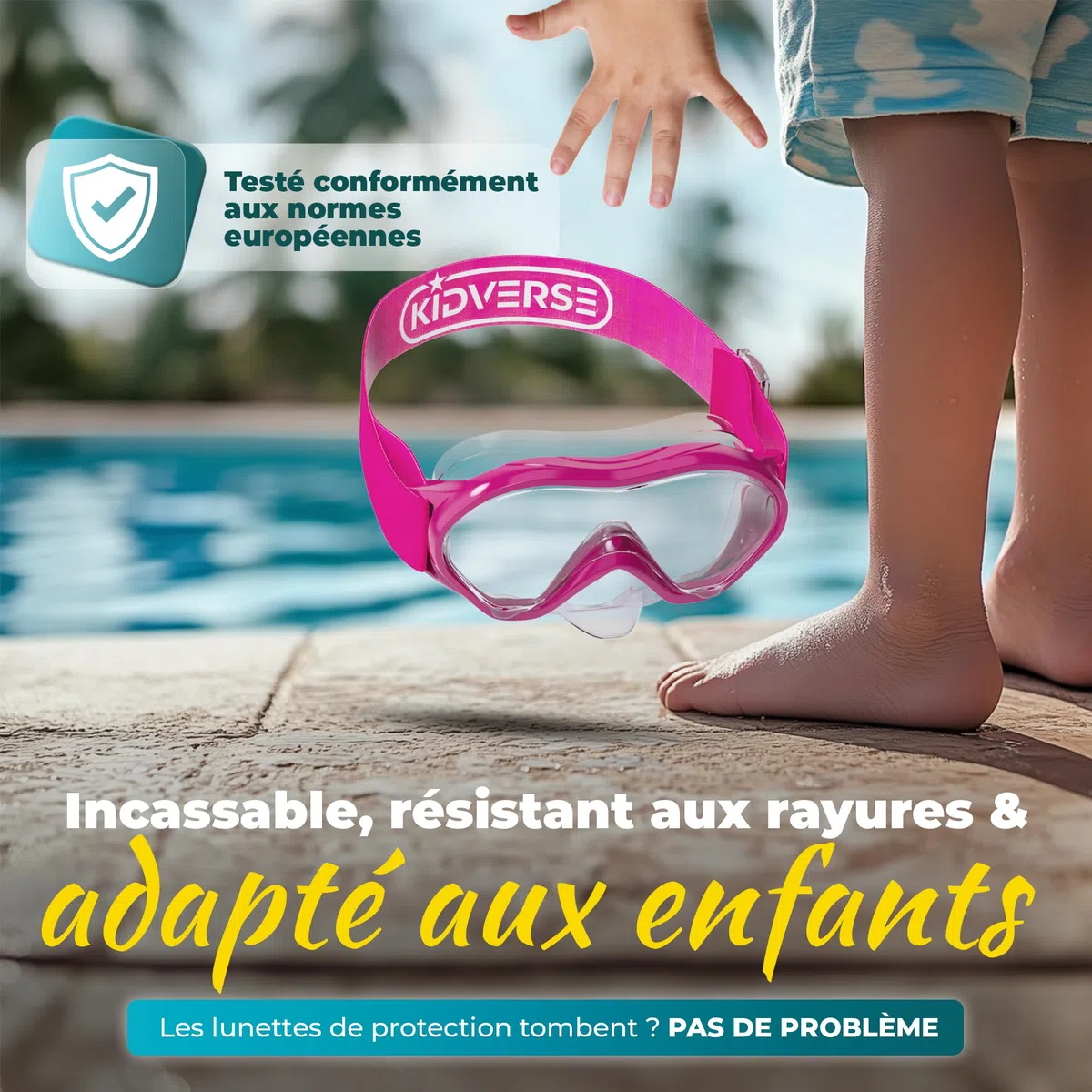 KIDVERSE Masque de plongée pour Enfants avec Tuba - Protection UV et revêtement Anti-buée - Étanche et Confortable pour Les garçons et Les Filles - Qualité certifiée