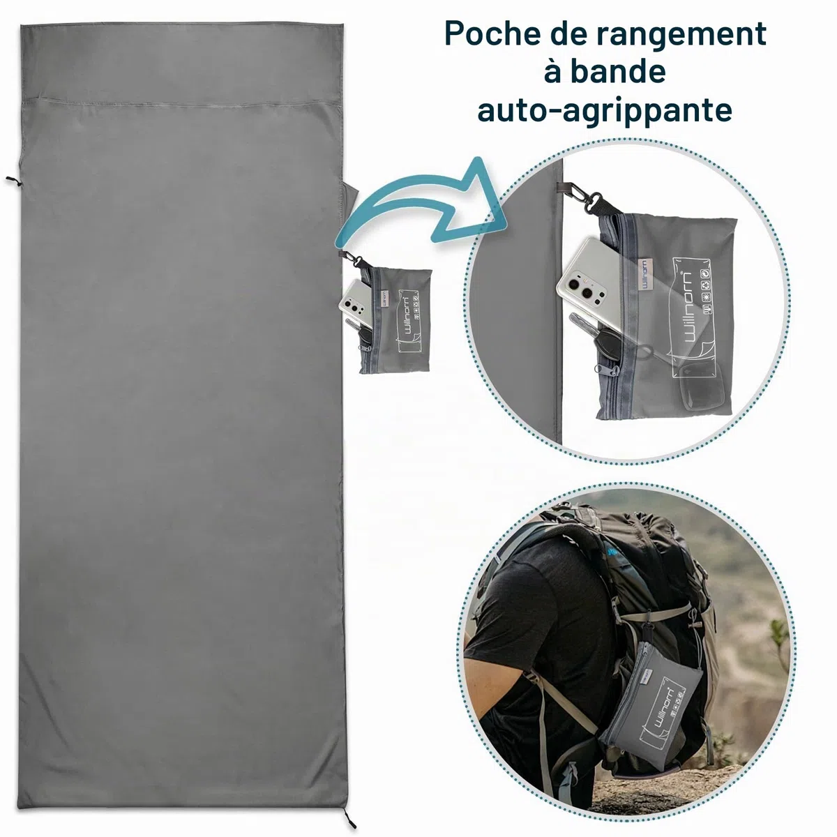 Doublures de sac de couchage en satin, ultra légères et soyeuses avec fermeture éclair bidirectionnelle, 220 x 90 cm, pour voyage, hôtel, voyage d'affaires
