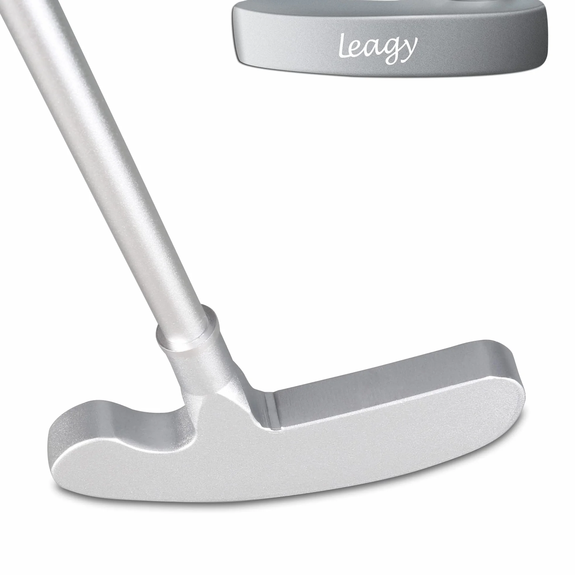 LEAGY - Putter pour gaucher ou droitier en 4 Parties - Alliage de Zinc Blanc - avec 2 balles Blanches et Un Sac Noir