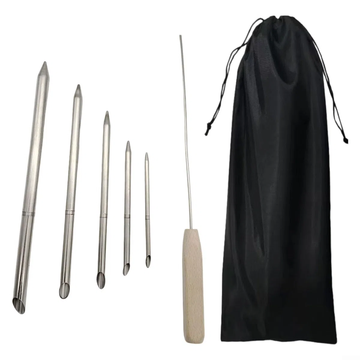 Lot de 6 aiguilles à lacer en acier inoxydable - 5 tailles - Outil de tressage pour voile, randonnée, gréement