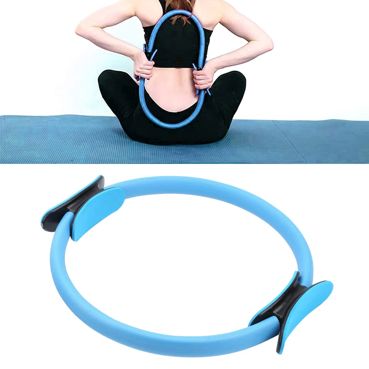 POENVFPO Anneau de Pilates Fitness, Cercle de Résistance Léger pour Yoga à Domicile, Entraînement des Cuisses Jambes et Fesses (Bleu)