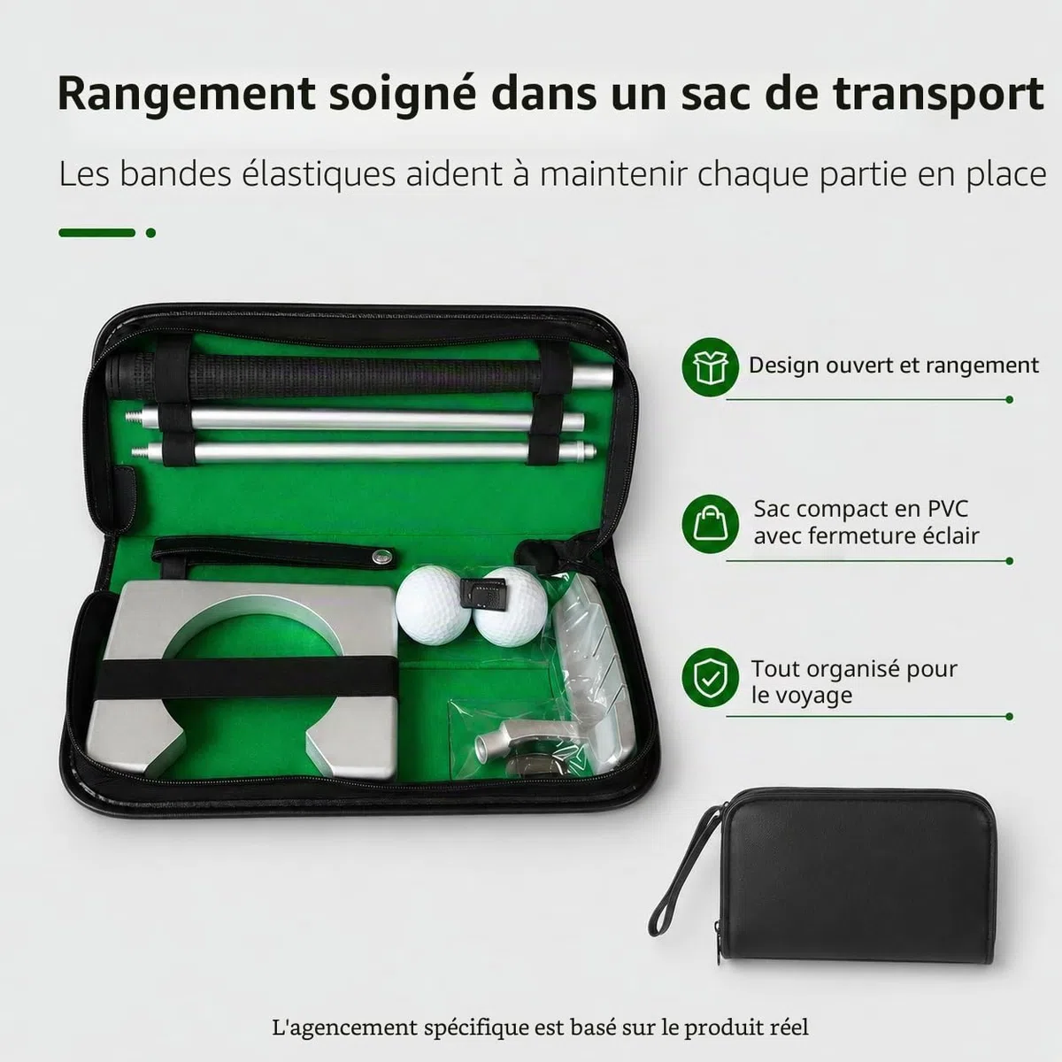 VOBOR Kit de Putting Club de Golf, Matériau en Alliage, Détachable et de Rangement, Mini Golf Portable Putter avec Balles et Sac