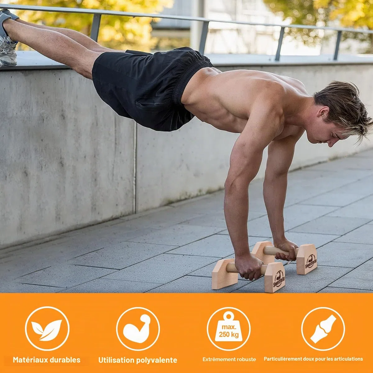 Parallettes, 2 Poignées De Pompes ParallèLes En Bois, Calisthenics, Poignées Antidérapantes, Barres Parallèles De Gymnastique, Barres Parallèles Pour L'IntéRieur Et L'Extérieur Pour La Calisthénie