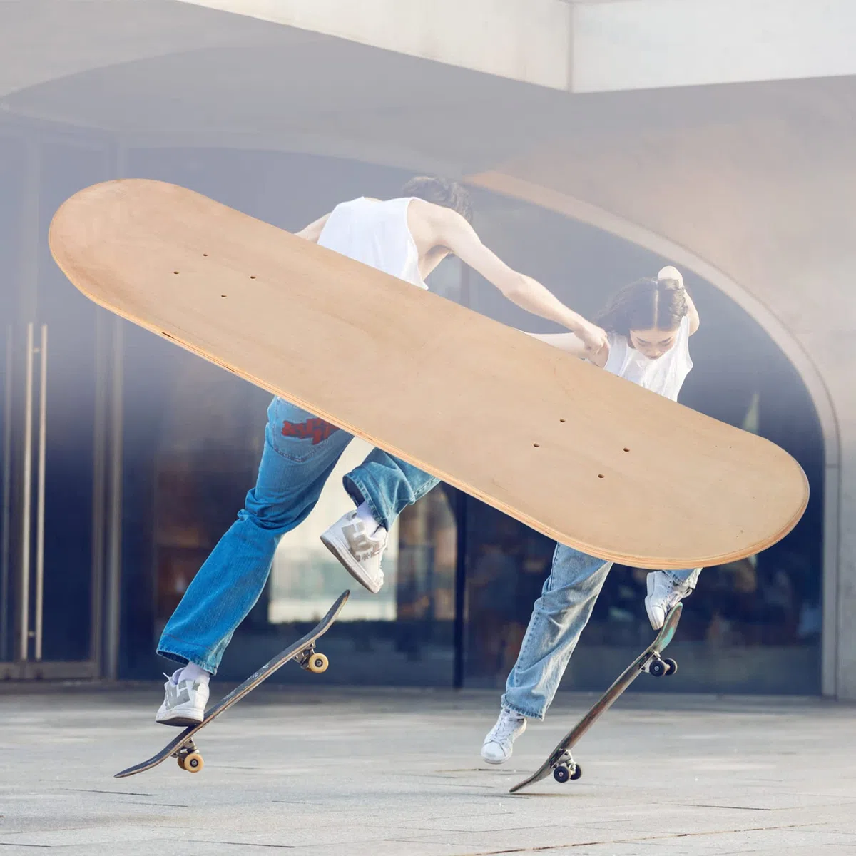 Lot de 2 planches de skateboard vierges en érable - 7 couches - Hautement élastique - Panneau long de 81 cm x 8 cm