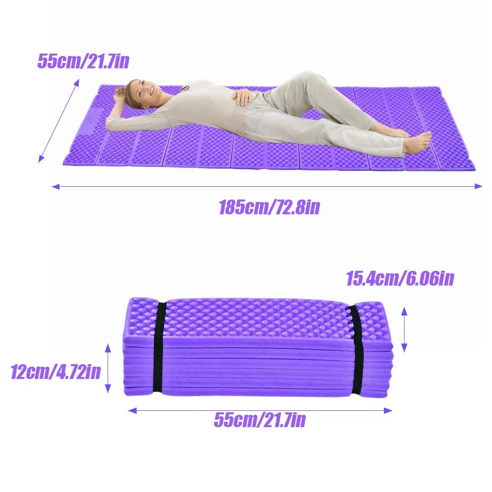 Matelas de camping pliable en mousse - Ultra léger - Pour tente de plage - Matelas à cellules fermées - Rembourrage doux pour adultes - Imperméable - Pliable - Ultra léger