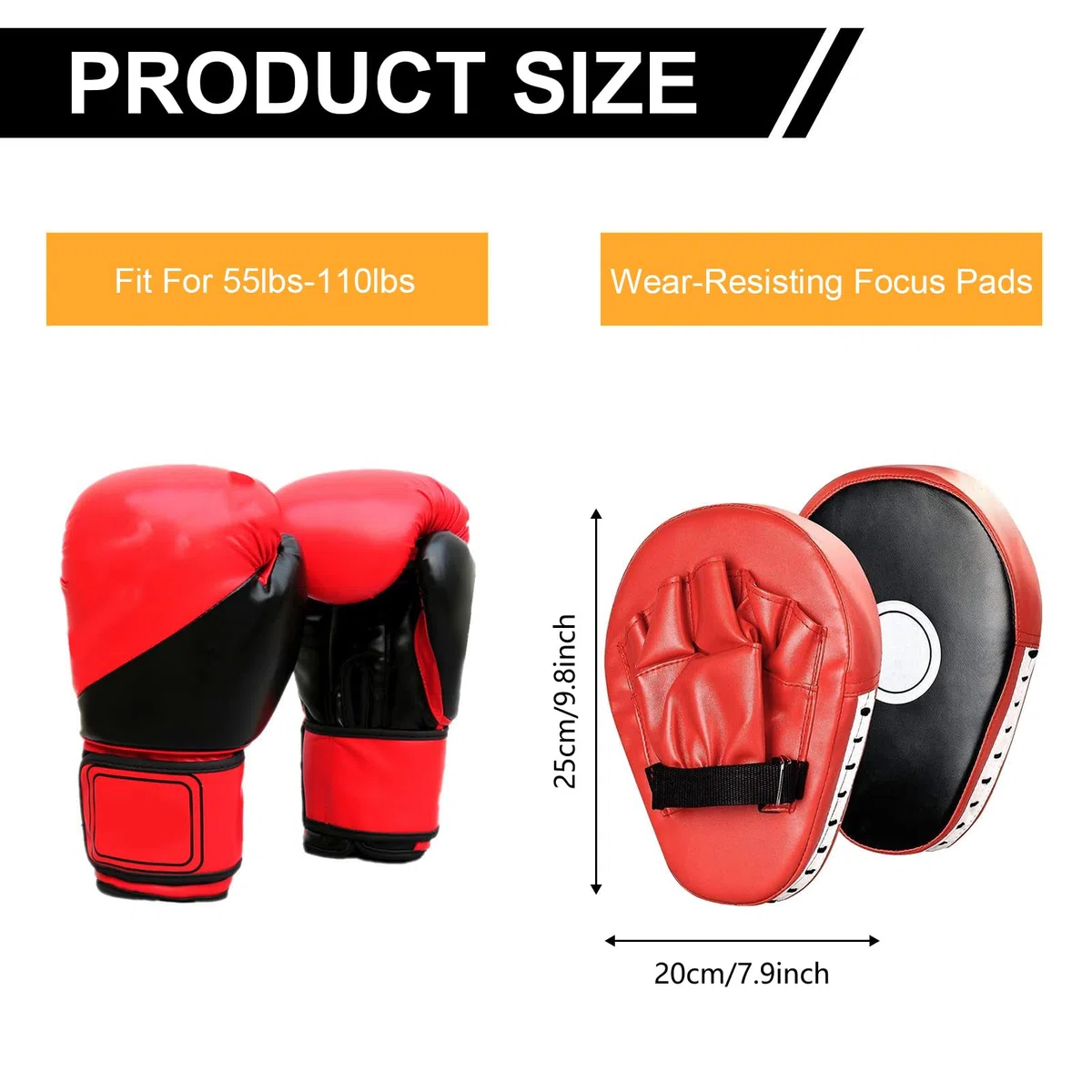 Boxing Training Set, 1 Paire De Gants De Boxe 6 Oz Et 1 Paire De Mitaines pour Muay Thai Boxes Mitaines De Boxe PU Boxpads Mitts Set De Gants De Boxe pour Enfants Equipement De Boxe pour Kickboxing