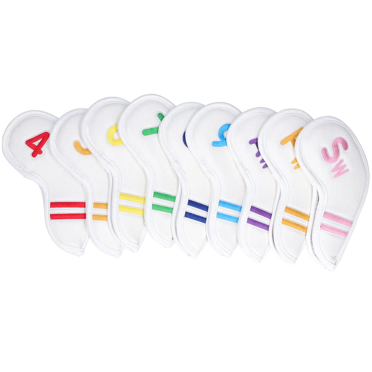 Housses de tête de Fer de Golf en Cuir, Ensemble de Housses de Fer de Golf avec Broderie de numéro, Protecteur de Club doublé en Cuir PU et en Peluche pour 4, 5, 6, 7, 8, 9, PW, SW