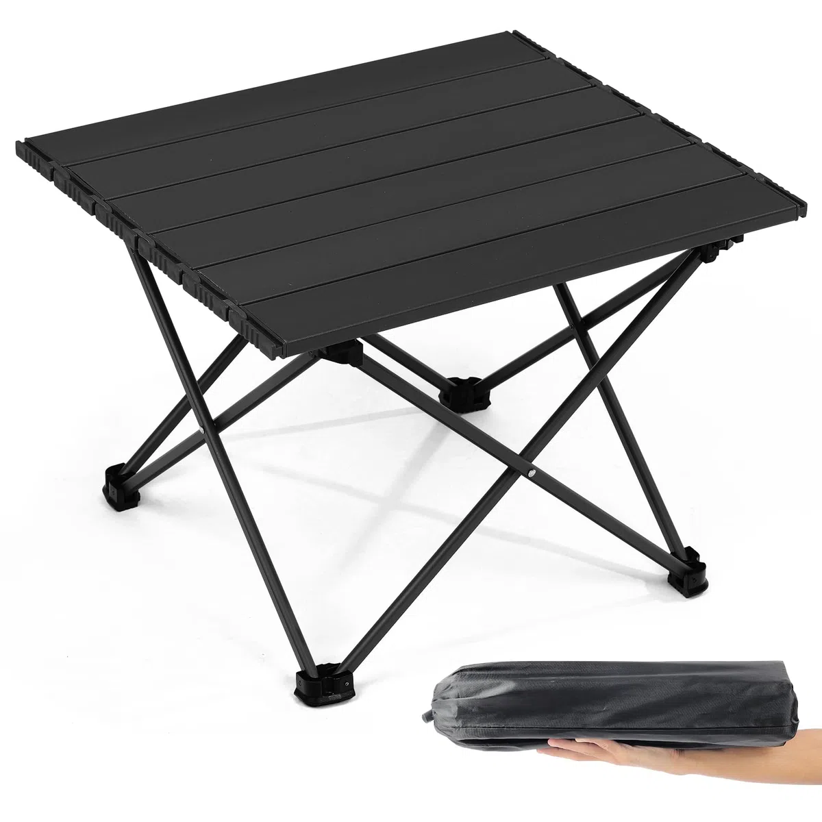 Table Pliante Compact Aluminium Ultra-Légère, Mini Table Extérieure Noire pour Camping, Pique-Nique, BBQ et Voyage