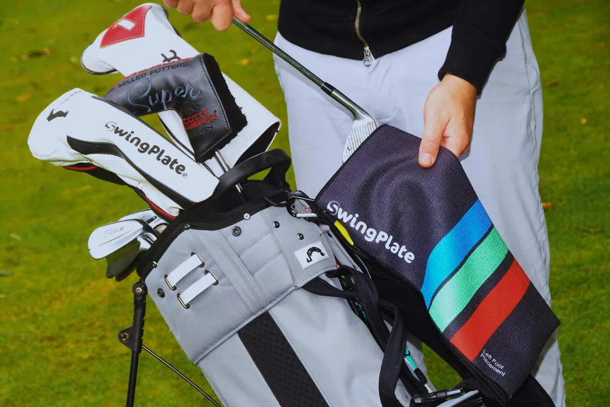 Swing Plate Serviette de Golf Unisex-Adult, Noir, Towel Right Hand