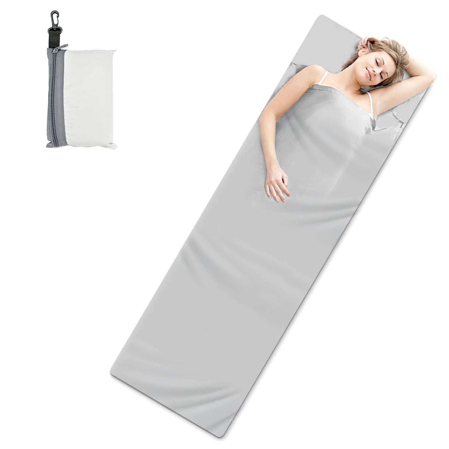 Drap de Sac de Couchage 210 x 70 cm, Drap de Voyage Camping avec Compartiment Oreiller Ajouté pour Les Affaires Randonnée Escalade Maison Camping Sac de lit Auberges Pique-Nique Trains