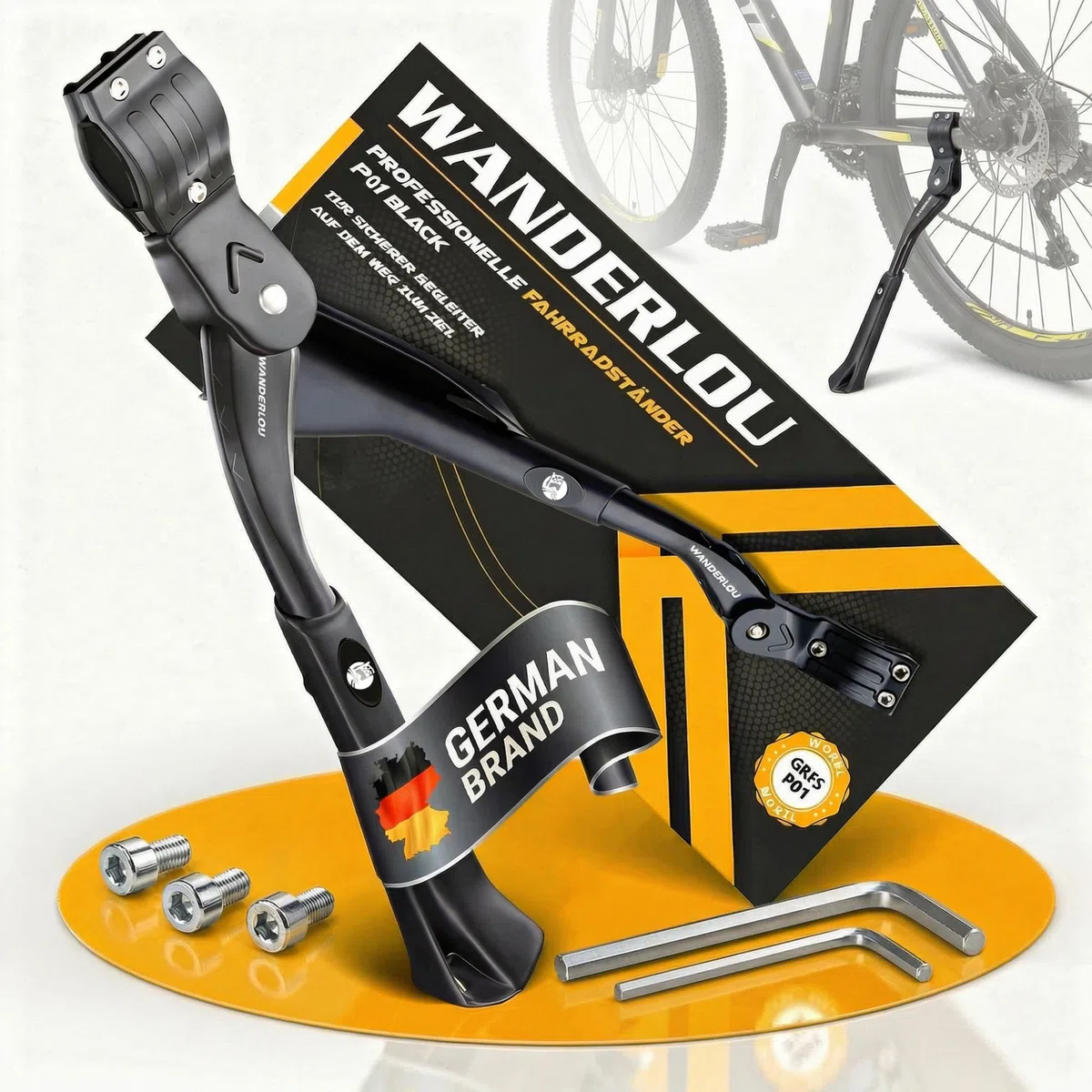 Béquille de vélo professionnelle extra stable 24-29 pouces 45 kg + | Béquille de vélo pour VTT / vélo électrique / vélo de ville | Support de vélo avec construction antidérapante et robuste