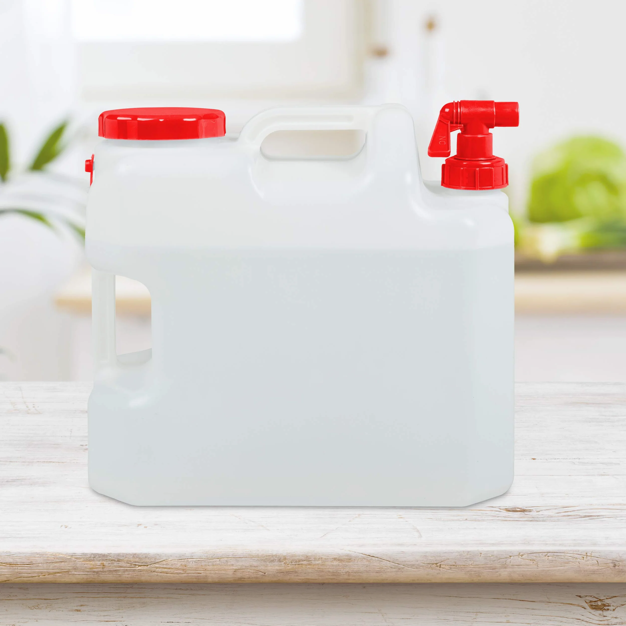 Relaxdays Jerricane d’Eau avec Robinet, Couvercle à Visser, bidon à Eau de Camping, 23 L, sans BPA, Blanc-Rouge