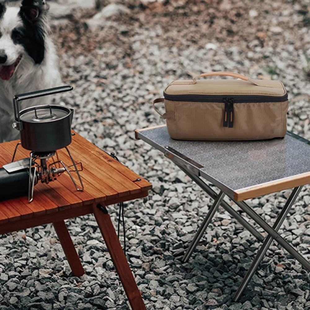 MiOYOOW Sac Rangement pour Ustensiles Cuisine Camping, Sac Transport Vaisselle Camping Étanche avec Double Fermeture Éclair et Poignée pour Camping Randonnée Barbecue