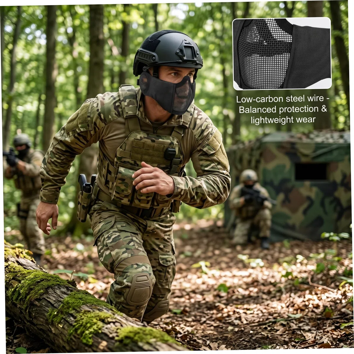 Masque en Maille Airsoft – Demi-Masque en Maille Pliable avec Protection des Oreilles, Masques Airsoft réglables pour la Chasse au Paintball, Visage