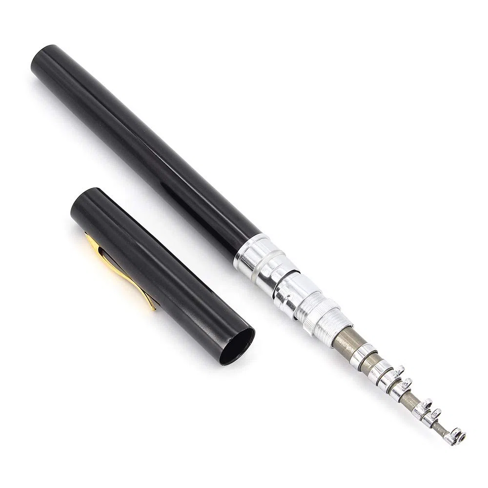 Enrouleur de canne à pêche en forme de stylo Combo Set Mini télescopique portable de poche Pôle de canne à pêche 25 m Ligne de pêche Kit et accessoires