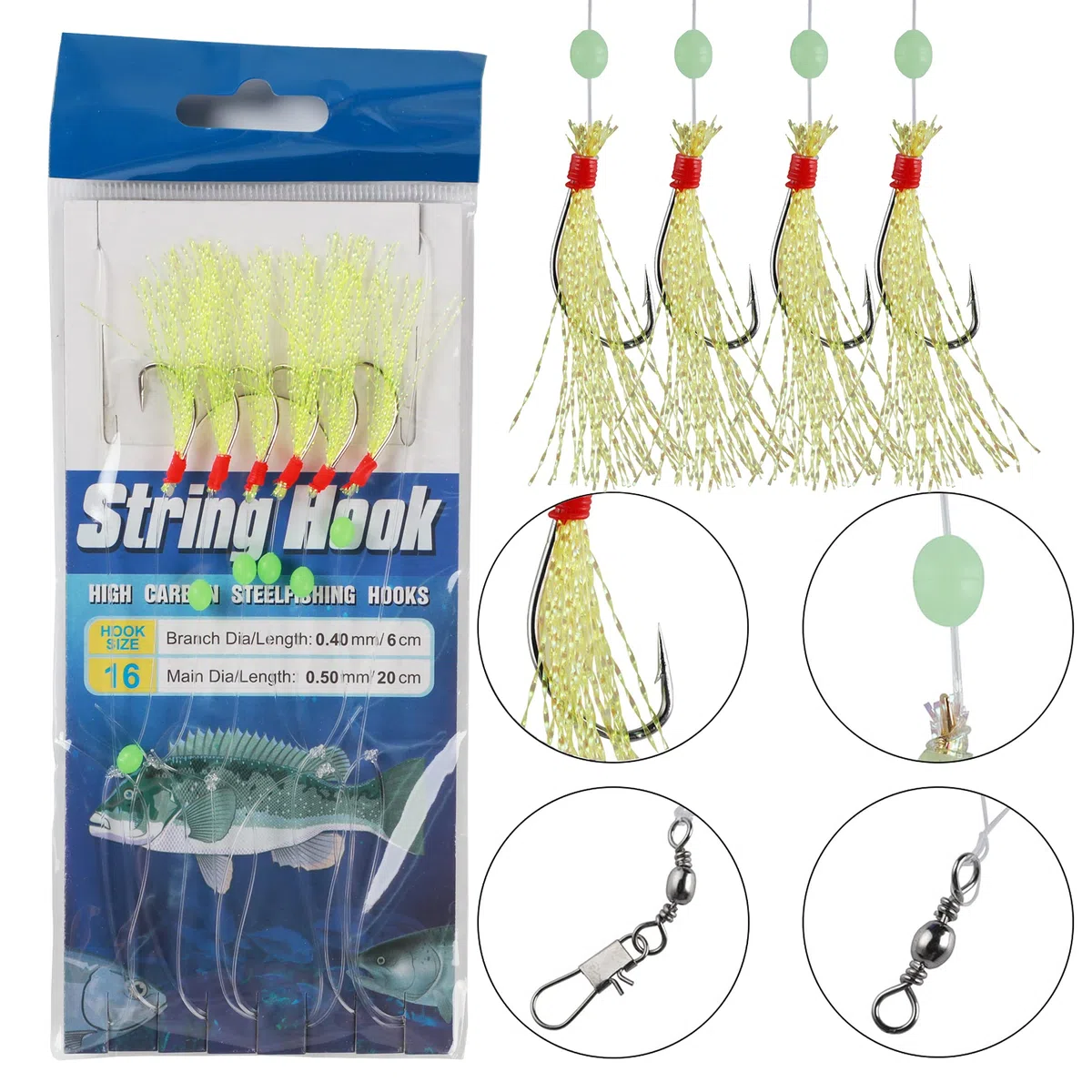 Assortiment de 22 paquets de leurres de pêche avec connecteurs rotatifs à roulement à billes