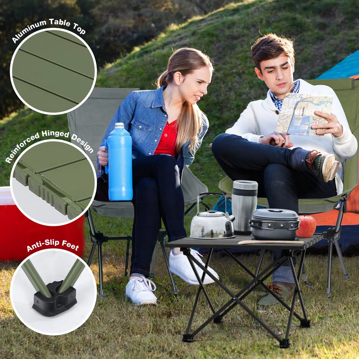 Table Pliante Compact Aluminium Ultra-Légère, Mini Table Extérieure Noire pour Camping, Pique-Nique, BBQ et Voyage