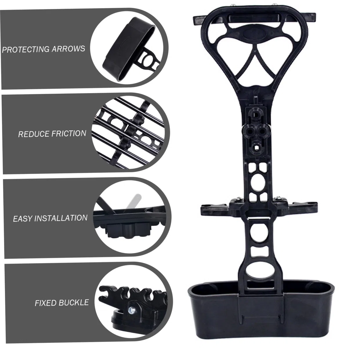 Carquois d'arc à poulies pour 6 flèches Carquois d'arc doublés de Caoutchouc à dégagement Rapide Flèche ABS Robuste et légère avec Fente de Support Accessoires tir l' Noirs