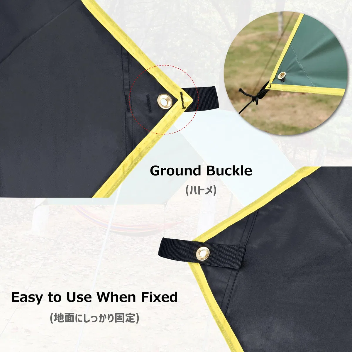 Azarxis Bâche Anti-Pluie Tarp Bivouac Toile de Tente Tapis de Sol Camping Bâche de Tente Auvent pour Randonnée Plage Pique-Nique (Noir, M - 180 x 220 cm)