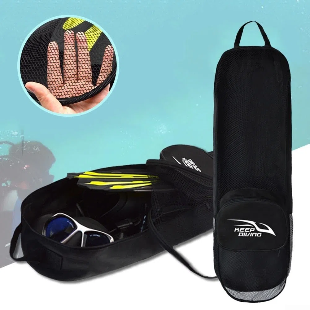 Oniissy Sac en maille pour palmes de plongée sous-marine et accessoires, poche supplémentaire, sac en maille robuste, pour palmes de plongée sous-marine