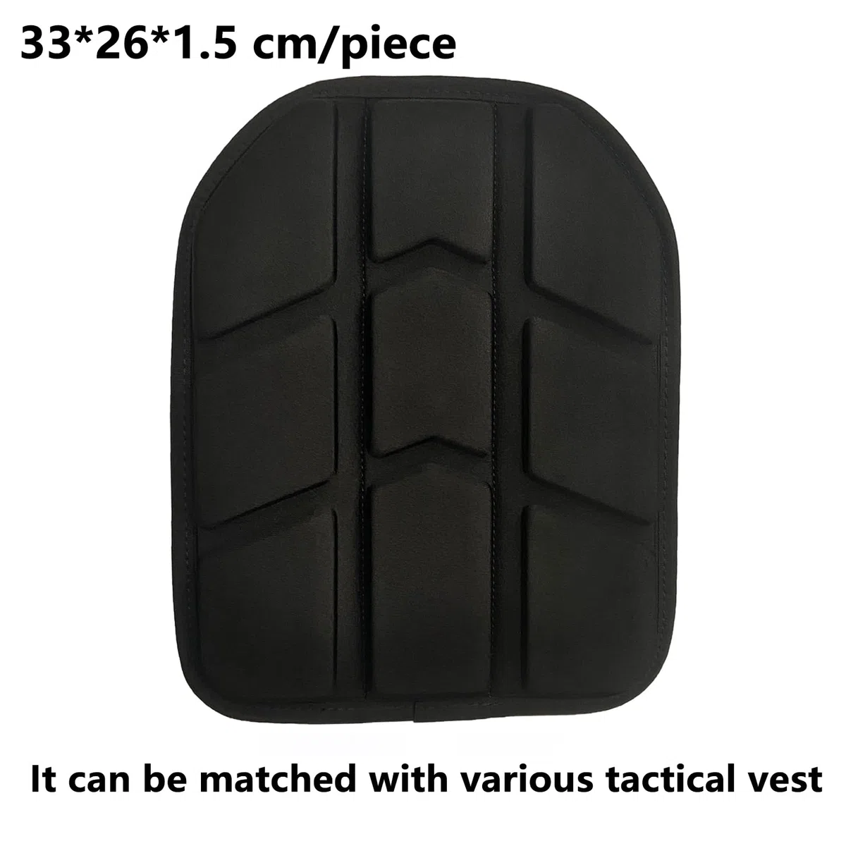 Lot de 2 coussinets en mousse EVA pour support de plaque - Gilet de protection interne tactique - Accessoire d'équipement souple - Fermeture Velcro - 2 pièces (noir)