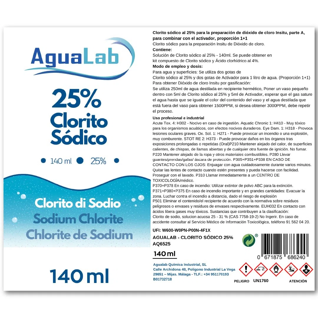 Kit minéral pour traitement de l'eau (2 x 140 ml) - Solution activatrice et minérale - Sceau de sécurité - Fabriqué en Espagne