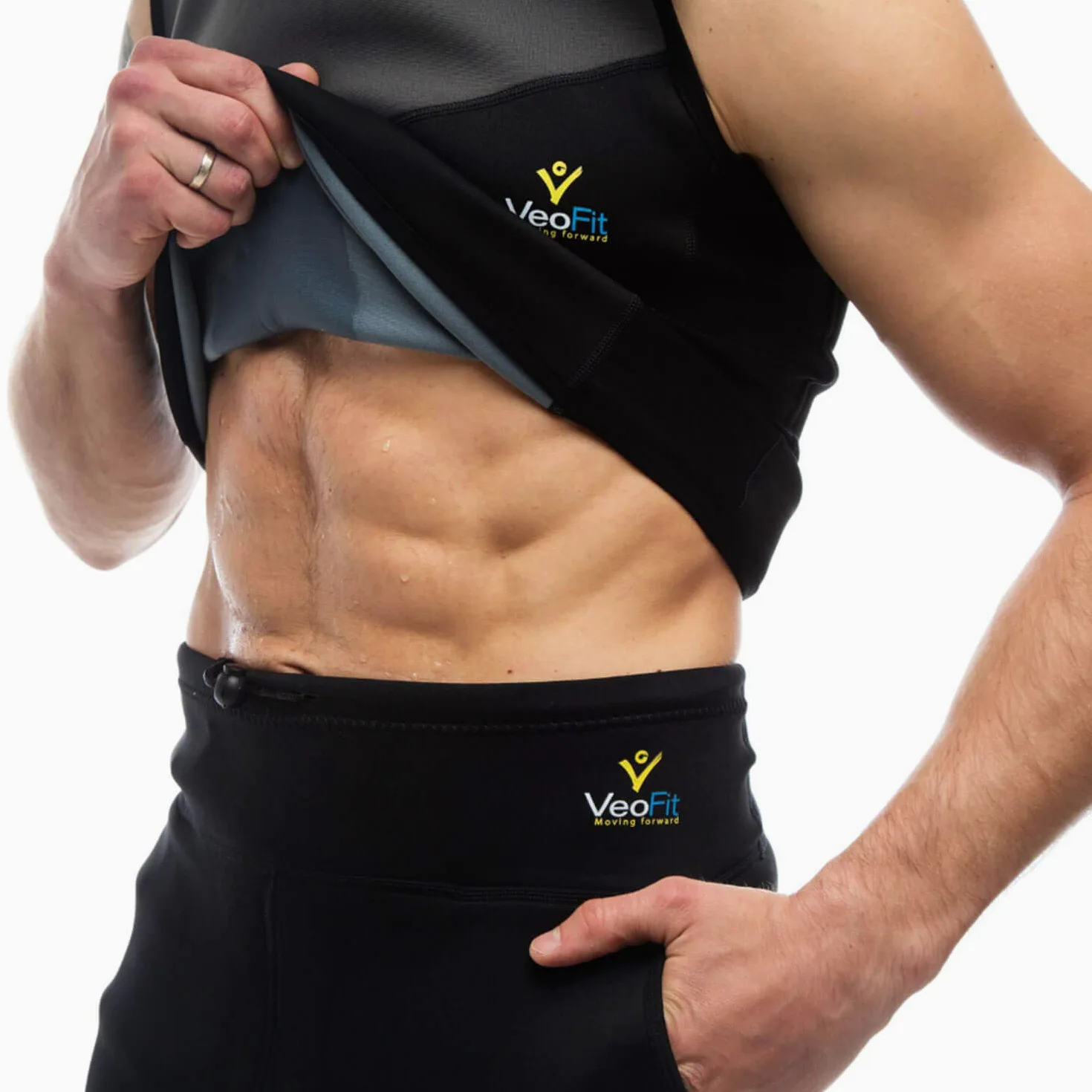 Gilet de Sudation Homme pour Perdre du Ventre en Neoprene VeoFit - Debardeur Homme Musculation Tailles S–XXXL OFFERTS : Guide de Remise en Forme et Sac de Transport