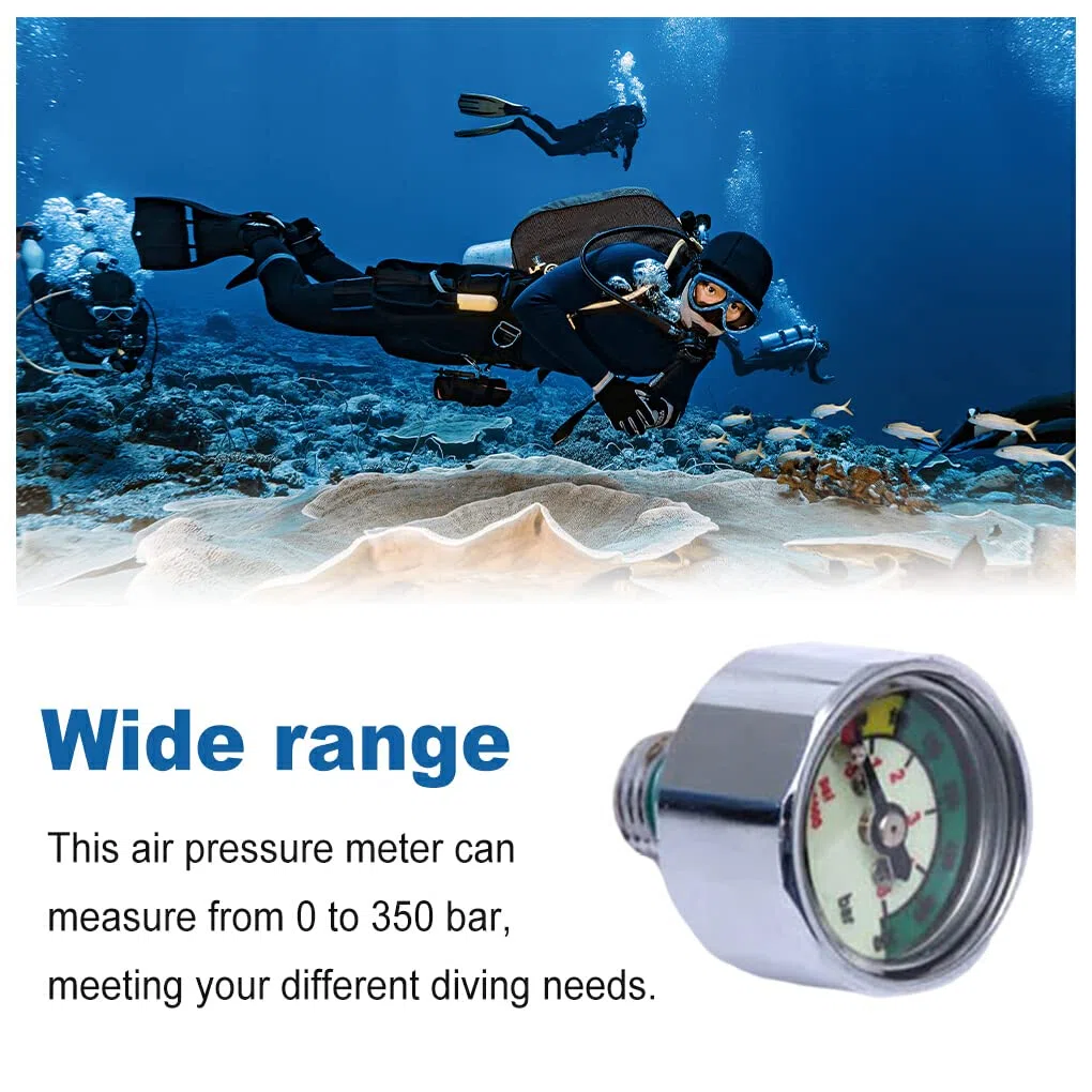 Plongée sous-marine Oxygène Cylindre Pression Mètre Première Étape 350 Bar Jauge En Laiton Plaqué Manomètre Outil De Mesure