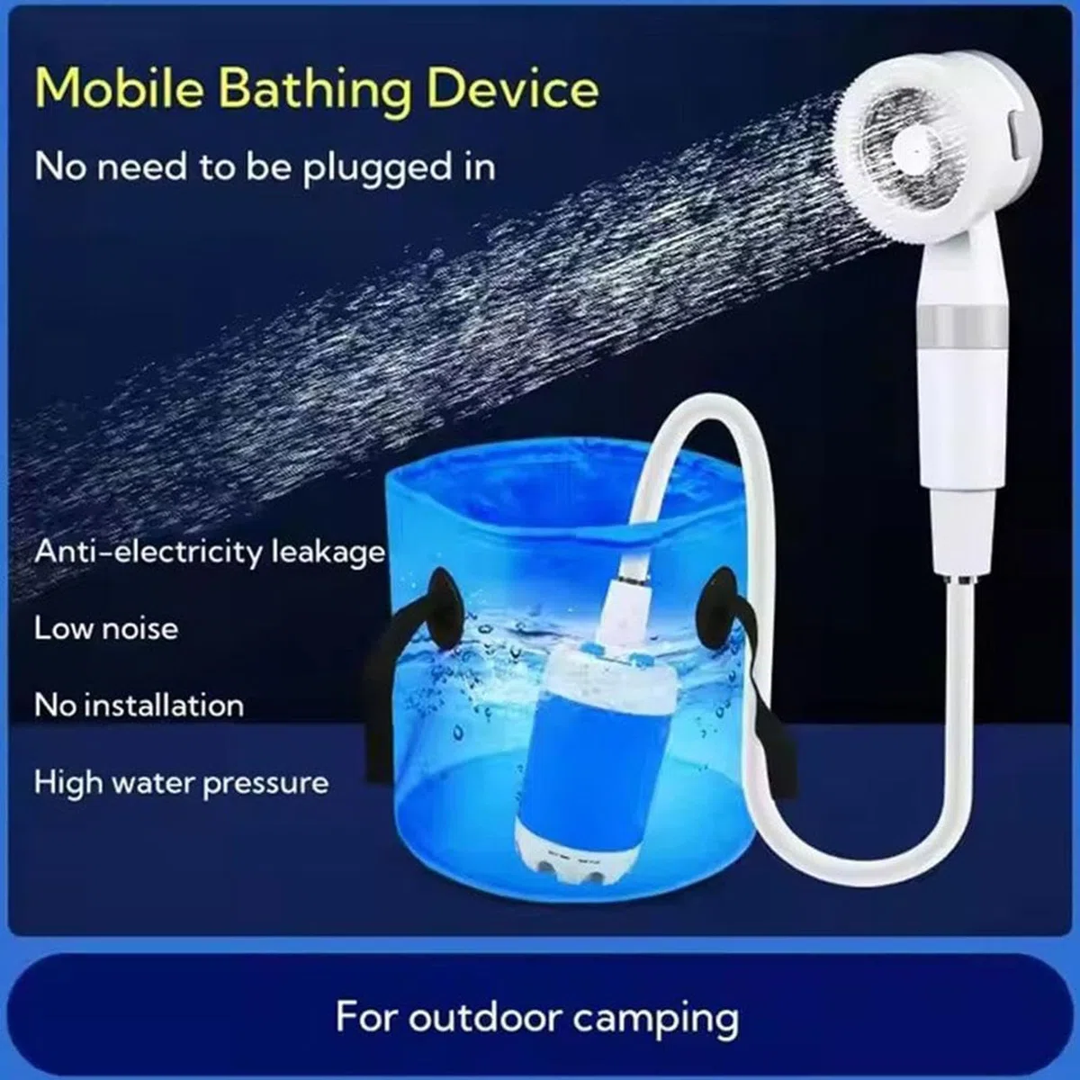 ZVD Kit Douche Camping, Douche Portable Pompe de Douche Électrique Rechargeable avec Tête de Douche Vanne D'arrêt et Batterie 4000mAH intégrée pour Extérieure,Camping,Randonnée