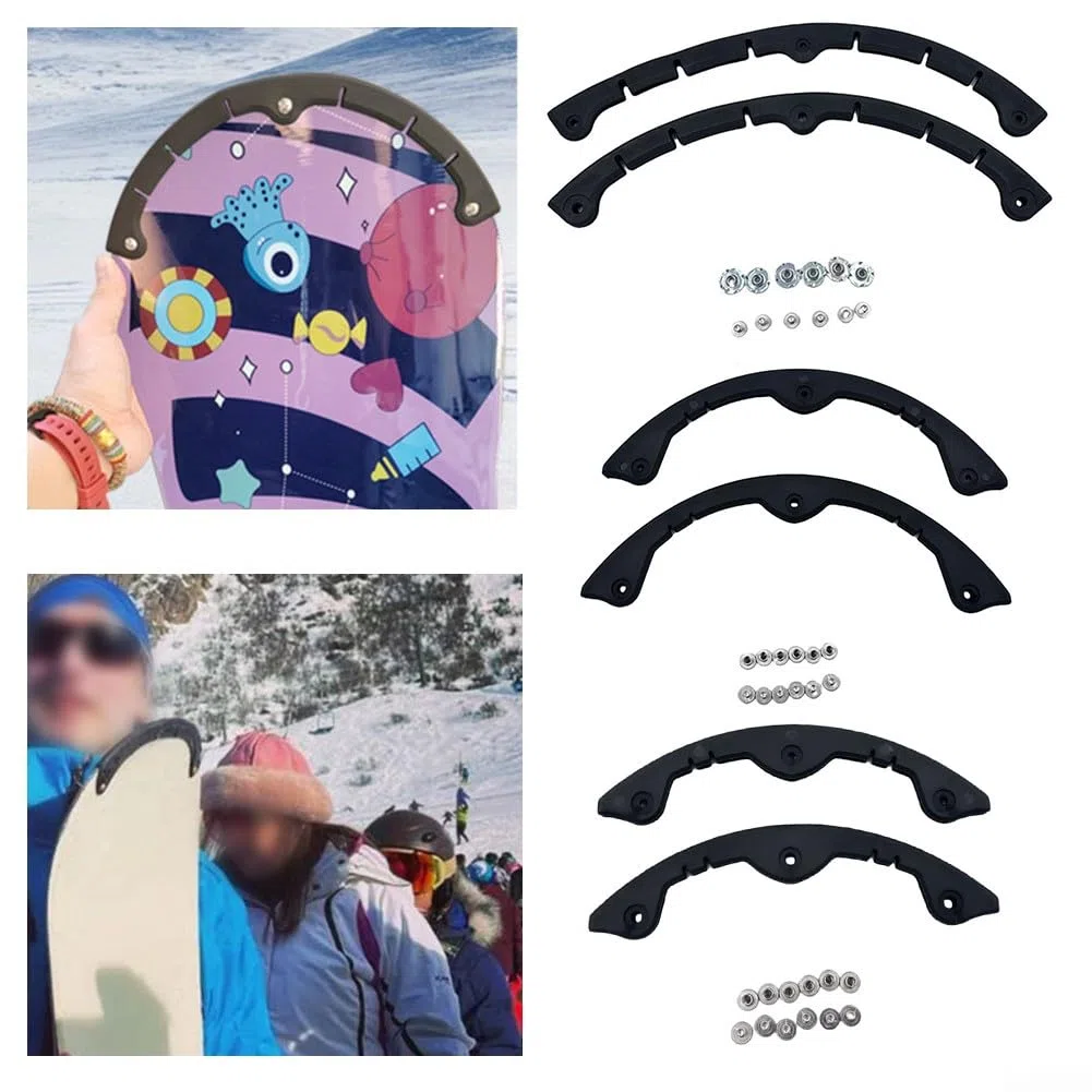 Lot de 2 barres de protection de bord de snowboard avec bande anti-collision incurvée pour planche à neige et skateboard (L)