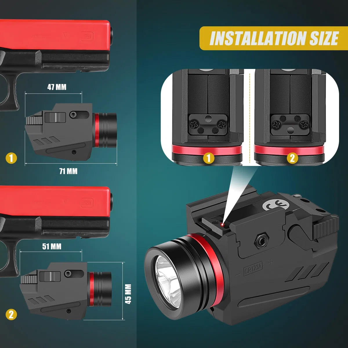 SPINA OPTICS Tactical LED Flashlight Sight Combo White Light Universel Pistolet Lumière Combo Rouge Laser Visée Visée Armes Lampe De Poche Fusil Pistolet Scout Lumière Pour CZ 75 P320 Glock 17 19