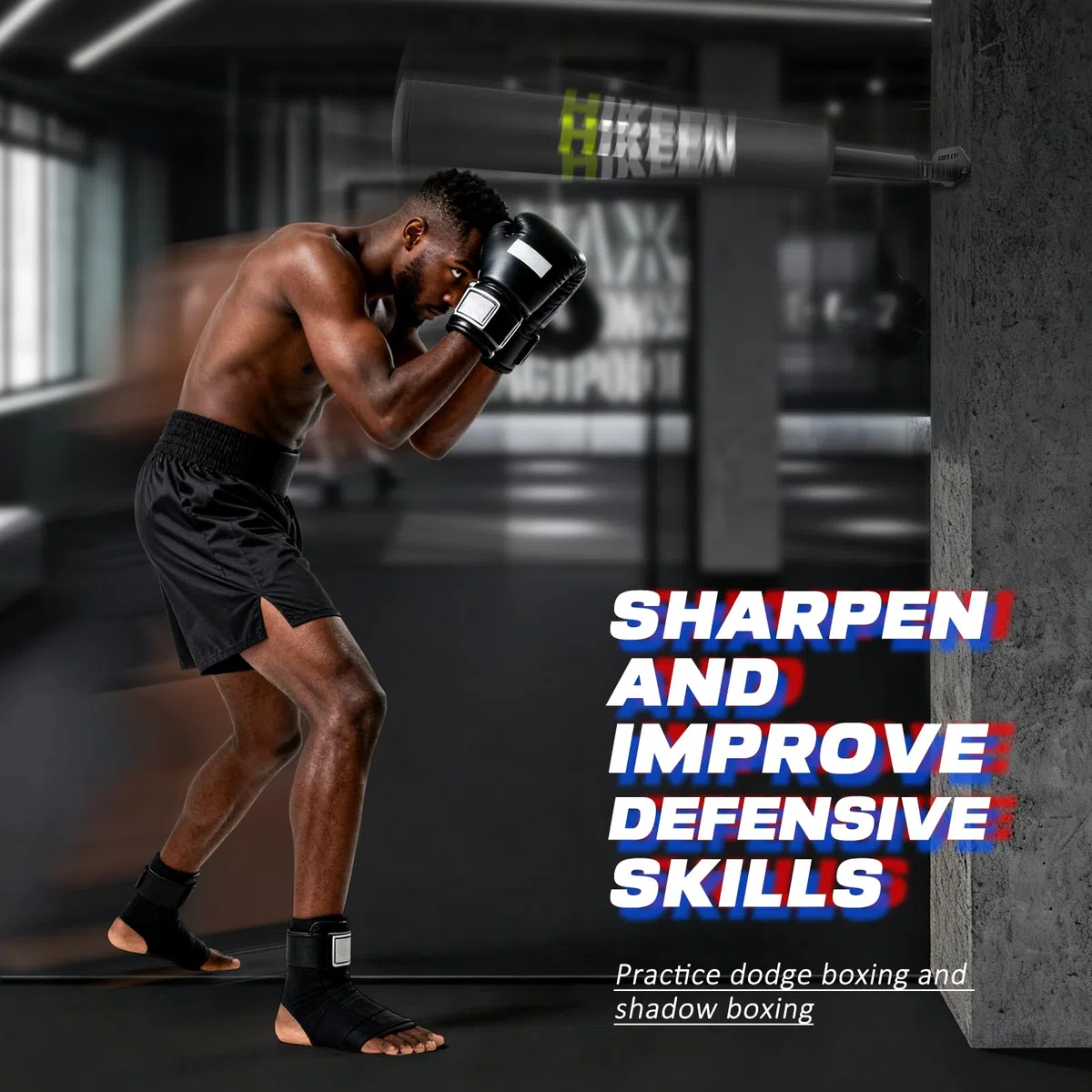 BOOSTEADY Support Mural pour Bâton de Boxe de Précision, Entraîneur de Vitesse de Boxe, Bâton d'Entraînement de Boxe à Fort Impact pour Entraîner Les Réflexes, Le Shadow Boxing & Les Esquives