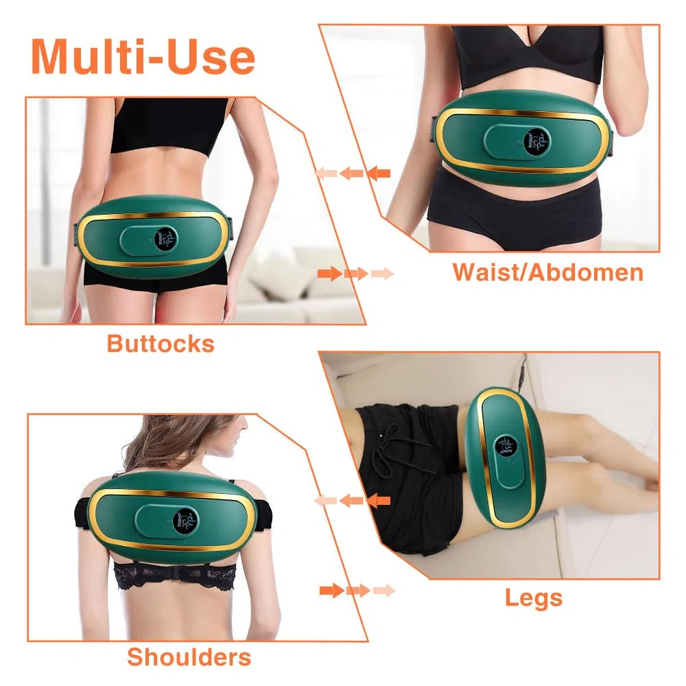 Appareil de massage abdominal, massage abdominal avec chaleur, Le mode vibration sert à soulager la fatigue et convient à l'abdomen, aux reins et au dos (vert)
