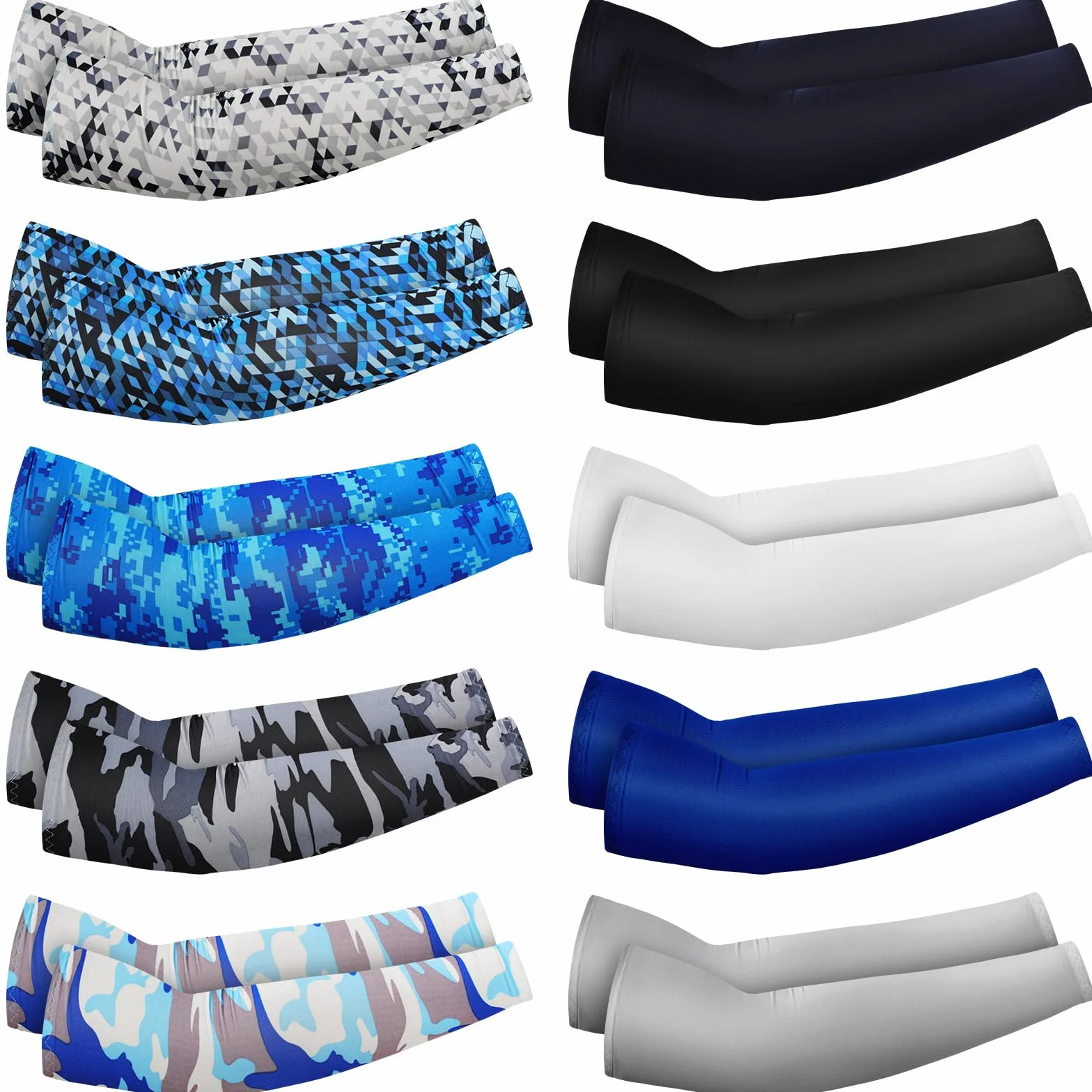 Xuhal Lot de 10 paires de manchons de compression pour enfant, football, baseball, sport, protection UV