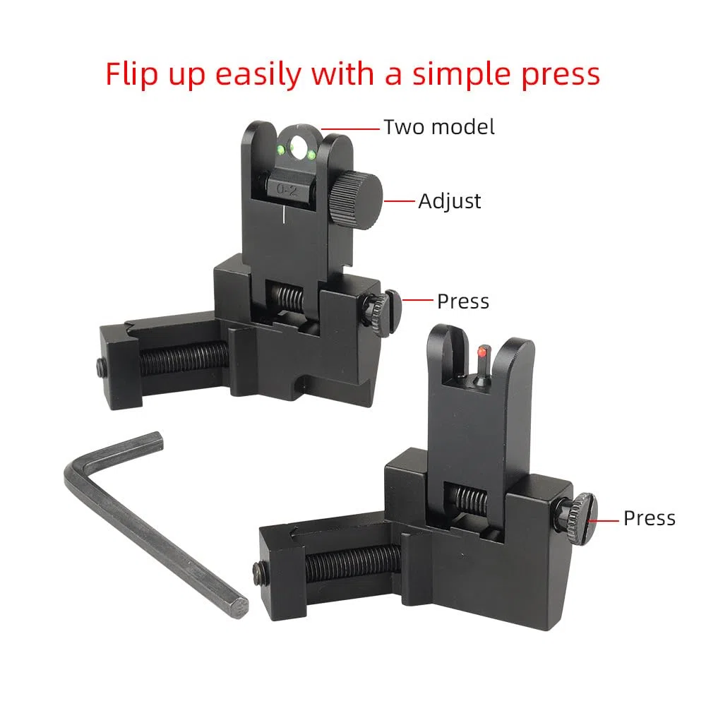 Folding 45 Degree Quick Conversion BUIS Optic Iron Sight for AR15 Front and Rear Wheels