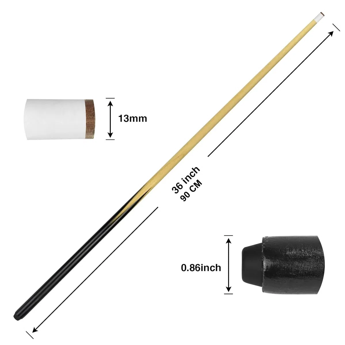 YRU 2 Pièces Queue De Billard, Queue De Billard Courte Queue De Billard à La Main 50-122cm Bois De Frêne Queues De Billard(Color:90cm)
