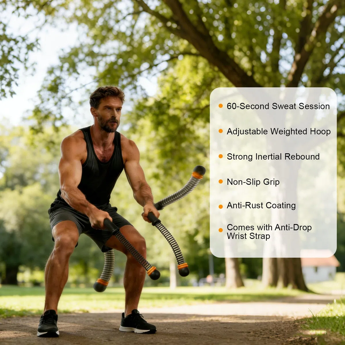 2 Pièces Corde Musculation, Corde, Battle Rope, sans Cordon, Résistance Ajustable Équipement Fitness, pour Entraînement à Domicile, Salle de Sport, Cardio, HIIT