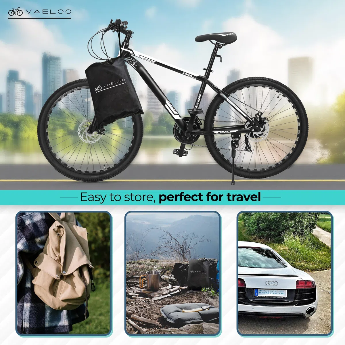 Housse velo exterieur protection, 1 ou 2 vélos, Bâche vélo imperméable, VTT, route, électrique, scooter | Protège velo pluie, soleil, vent | Idéale pour camping, transport, rangement, abri extérieur