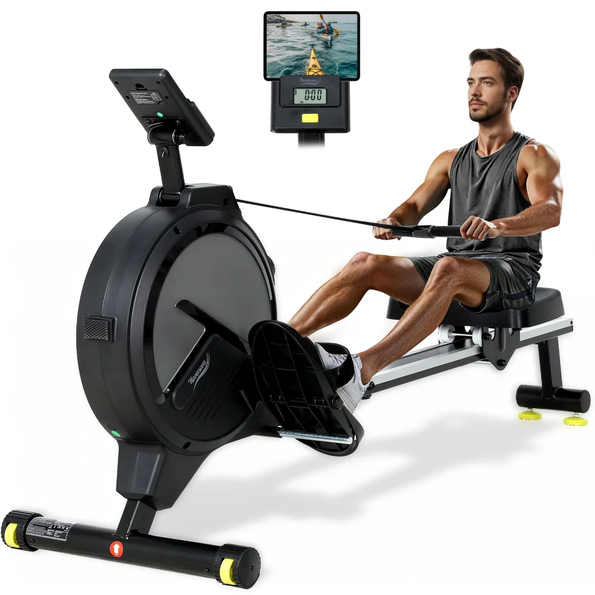 Rameur d'Appartement à 16 Niveaux de Résistance Magnétique, Rameurs Silencieux Glissière Lisse, Rameurs Appartement Magnétique Ecran LCD, Rameur Musculation Fitness, Rowing Machine Bureau