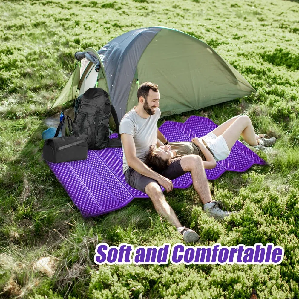 Matelas de camping pliable en mousse - Ultra léger - Pour tente de plage - Matelas à cellules fermées - Rembourrage doux pour adultes - Imperméable - Pliable - Ultra léger