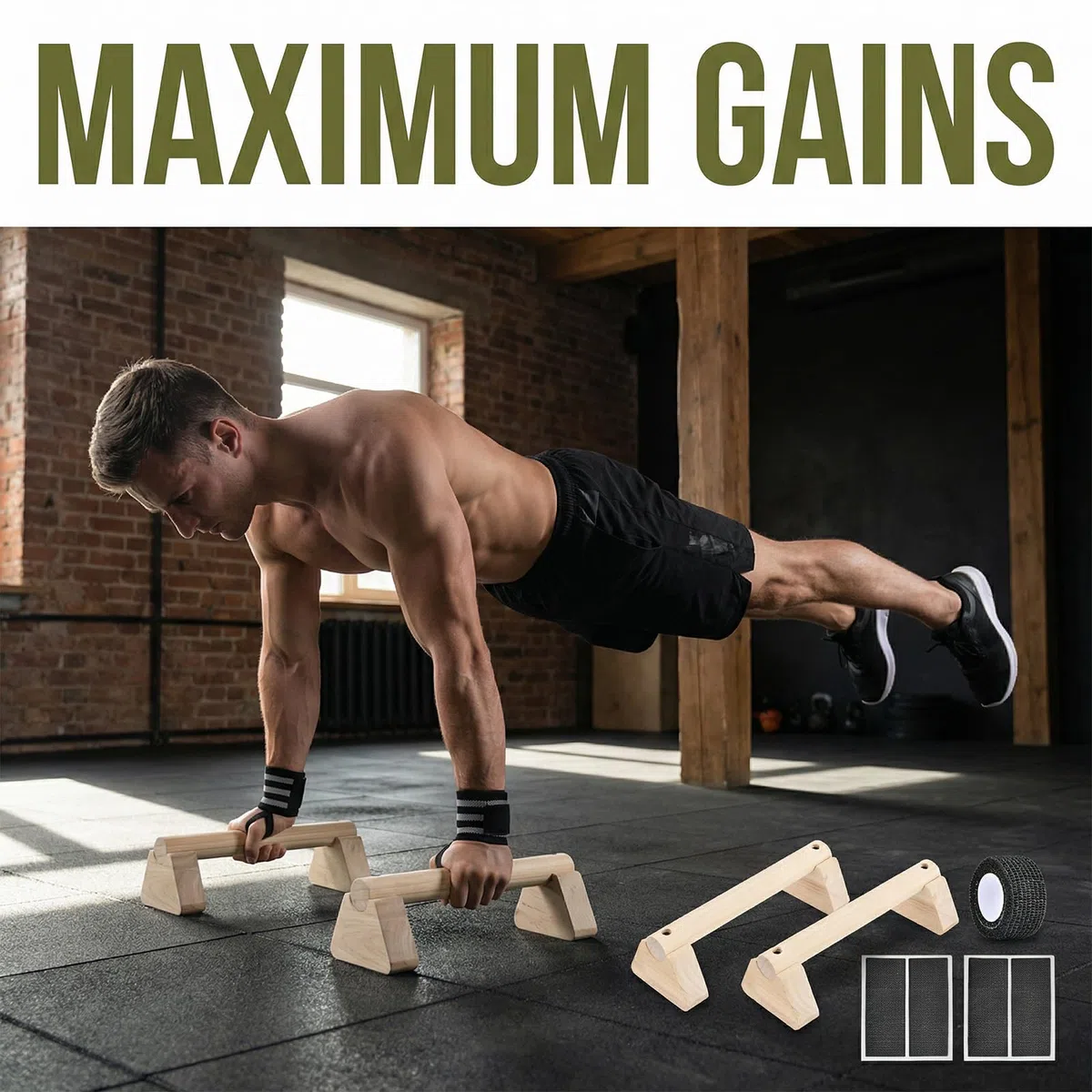 2 Pcs Barre Parallel 25cm 30cm, Épaisse, Capacité Charge 300kg, Parallettes avec Support Poignet Réglable, Base Antidérapante, Haltere Musculation, Poutre Gymnastique Push Up Calisthenics Yoga