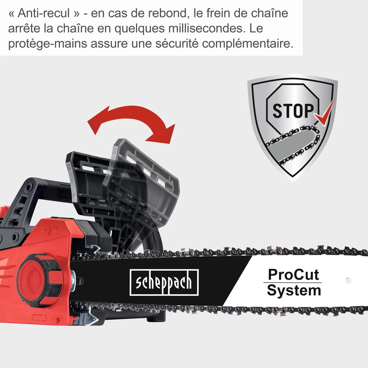 Scheppach Tronçonneuse Electrique CSE2600 | 2400W | Chaîne et Guide Procut 45,5cm | Lubrification automatique de la chaîne | Frein de chaîne intégré | Etui du guide inclus | Légère et Compacte