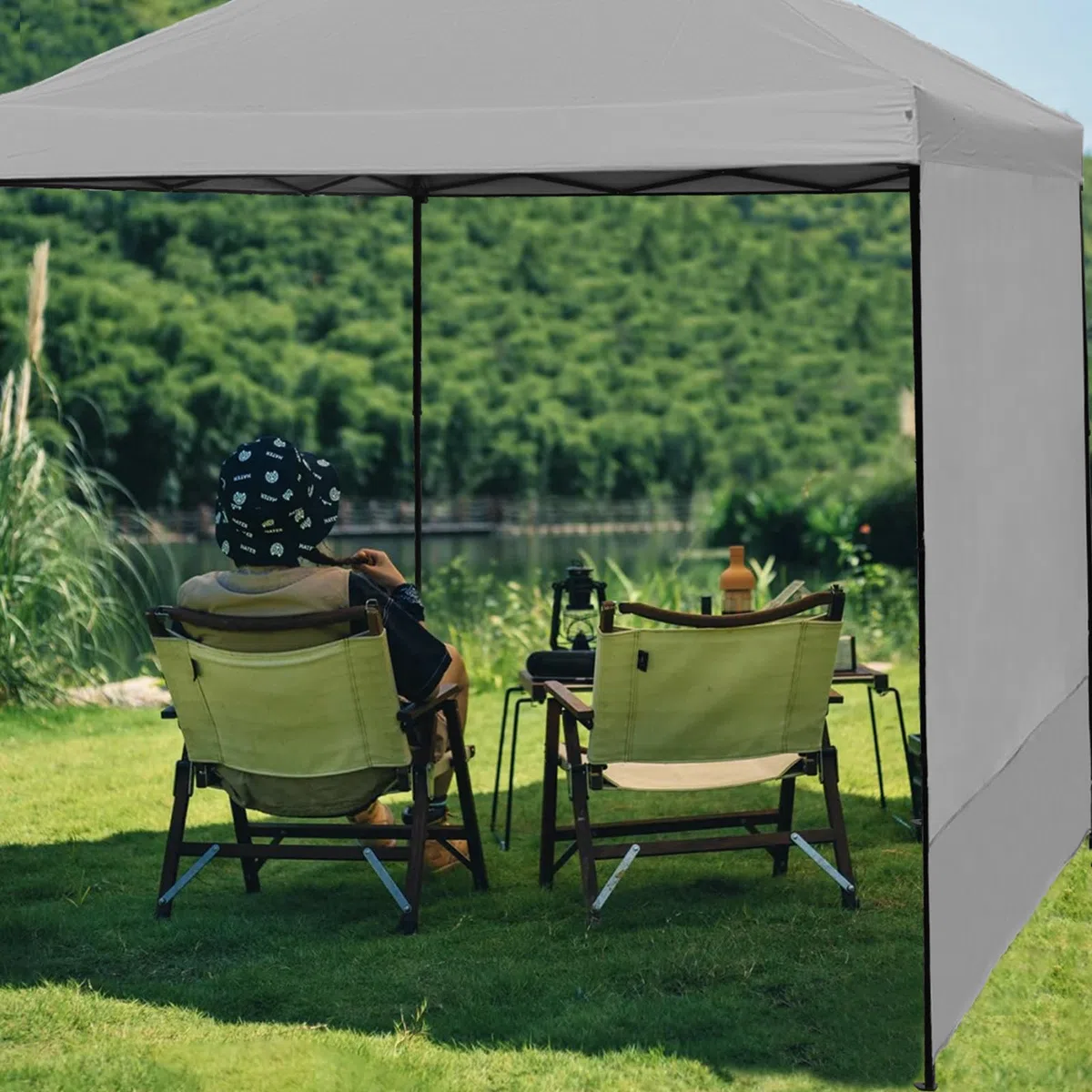 Auvent - Paroi latérale imperméable - pour extérieur - 3 x 3 m - Jambes Droites - Gris Uniquement