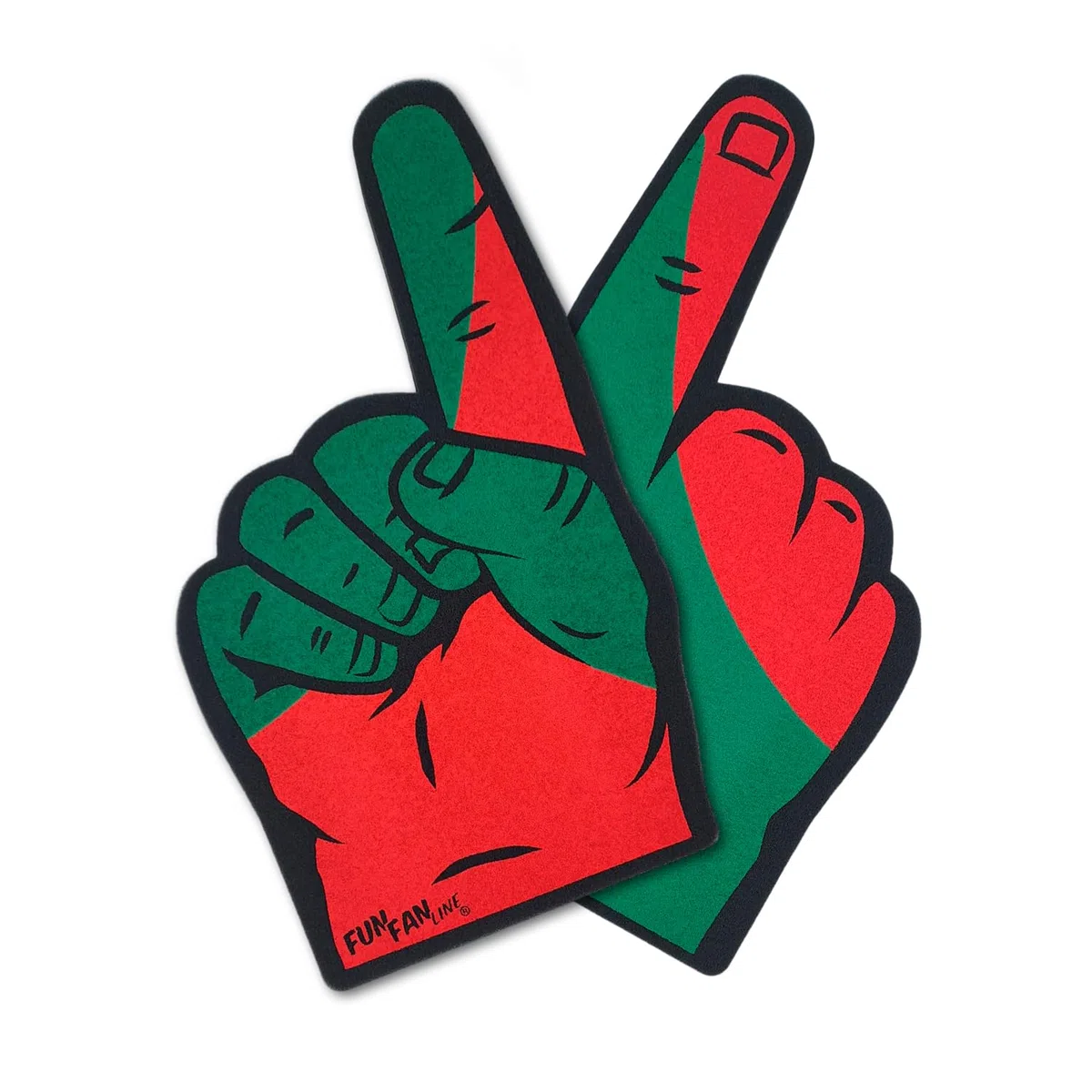 Lot de 2 Mains en Mousse avec Doigt Géant Drapeau de [Pays]. Accessoire de Supporter pour Événements Sportifs, Fêtes & Célébrations. Idéal pour Matchs et Fans
