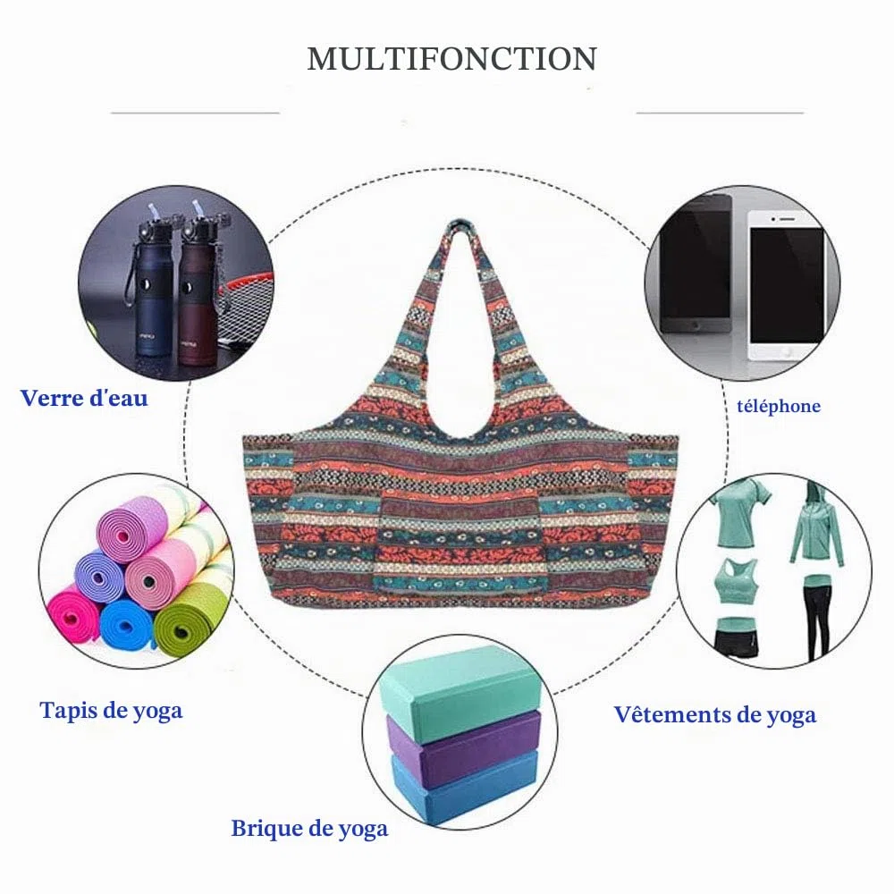 Mu Mianhua Sac pour tapis de yoga avec poche de grande taille et poche zippée s'adapte à la plupart des tailles de tapis